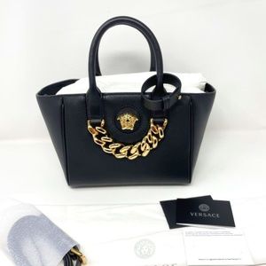 Brand new Versace La Medusa Small Black Leather Tote